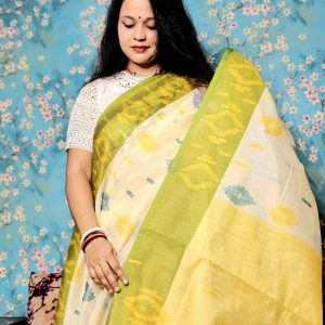 সেমি মসলিন সিল্ক শাড়ি ক্রিম