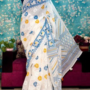 হ্যাফ সিল্ক উড ব্লক শাড়ি 7010